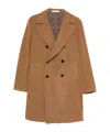 Tagliatore Long Coat In Virgin Wool And Cashmere Blend In Brown