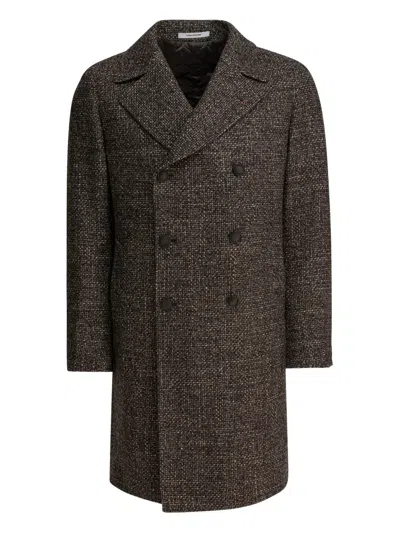 Tagliatore Double-breasted Tailored Coat In Brown