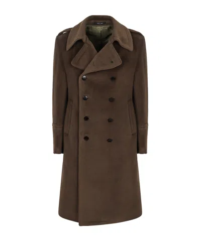 Tagliatore Double-breasted Coat In Brown