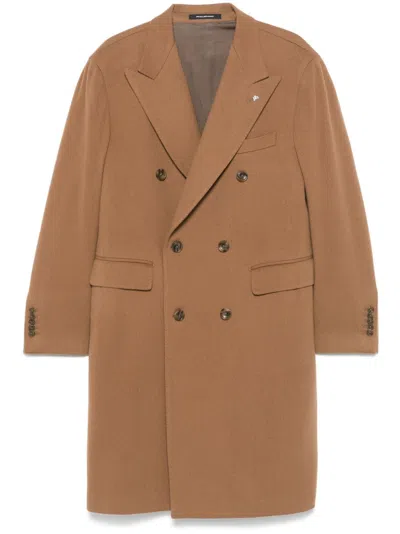 Tagliatore Double-breasted Coat In Brown