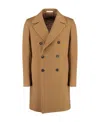 Tagliatore Arden Double-breasted Back-slit Coat In Brown