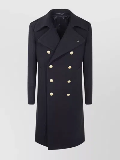 Tagliatore Double-breasted Coat Gold Buttons In Blue