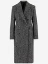 Tagliatore Wool Double-breasted Coat Herringbone Pattern In Black