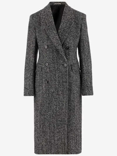 Tagliatore Double Breasted Coat In Wool Blend In Black