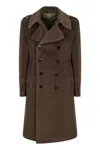 Tagliatore Double-breasted Coat In Wool In Brown