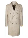 Tagliatore Double-breasted Herringbone Coat In Neutral