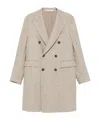 Tagliatore Double-breasted Herringbone Coat With Wide Lapels In Neutral