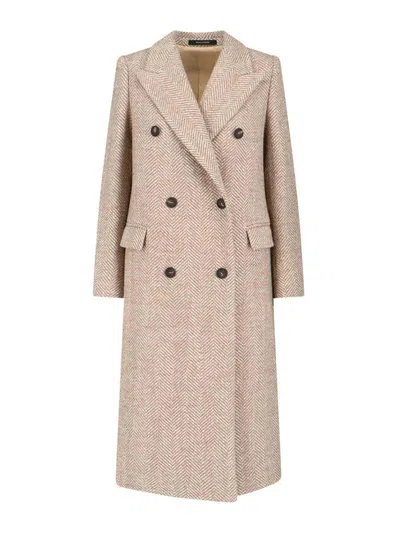 Tagliatore Double-breasted Coat In Neutral