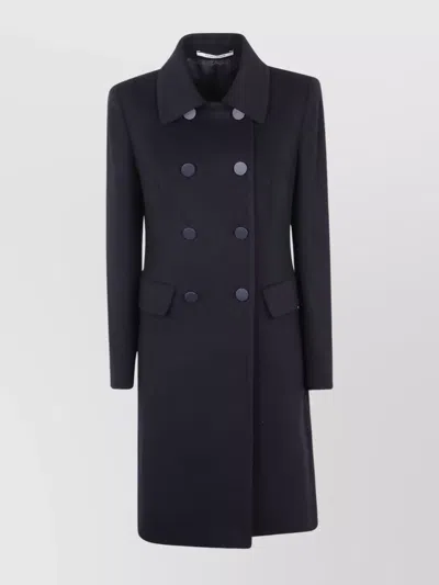 Tagliatore Double Breasted Coat Notched Lapels In Blue