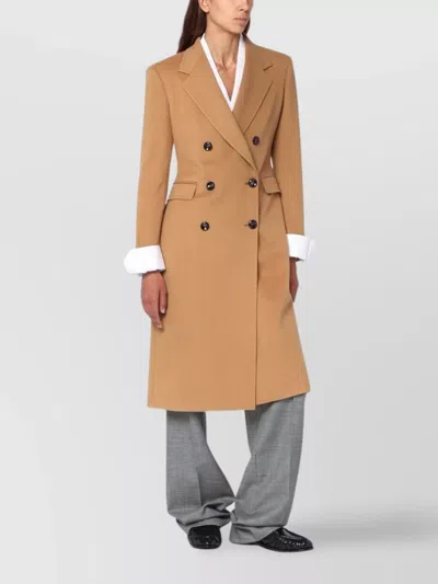 Tagliatore Double-breasted Coat Notched Lapels In Brown