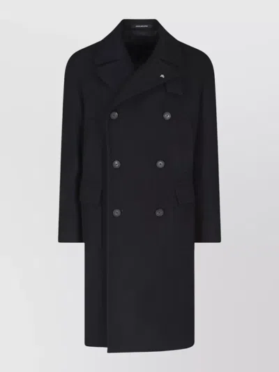 Tagliatore Double Breasted Coat Notched Lapels Flap Pockets In Green