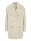 Tagliatore Double Breasted Short Coat In Neutral