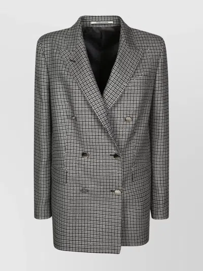 Tagliatore Double-breasted Coat With Sequin Polka Dots In Gray