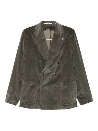 Tagliatore Double-breasted Corduroy Blazer In Green