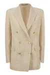 Tagliatore Women's Double-breasted Cotton-blend Blazer In White/gold