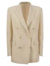Tagliatore Women's Double-breasted Cotton-blend Blazer In White/gold