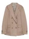 Tagliatore Double-breasted Cupro Blazer In Brown