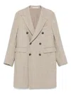 Tagliatore Double-breasted Herringbone Coat With Wide Lapels In Neutral