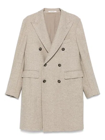 TAGLIATORE Double-breasted dove grey wool coat TAGLIATORE