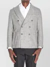 Tagliatore Montecarlo Pinstripe Double-breasted Jacket In Gray