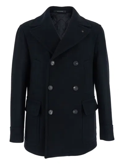 Tagliatore Double-breasted Four-pockets Coat In Blue
