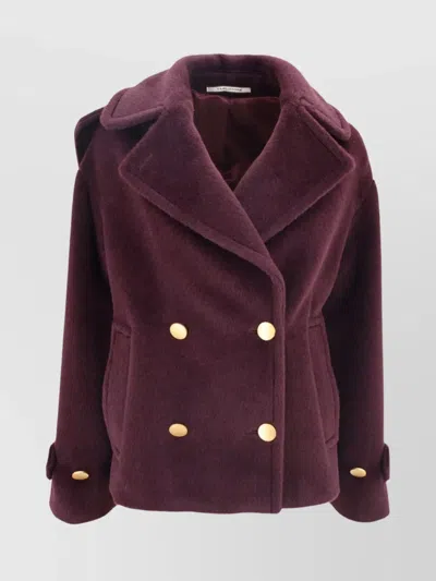 Tagliatore Double-breasted Fur Outerwear Jacket In Purple