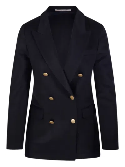 TAGLIATORE DOUBLE-BREASTED GOLD-BUTTON BLAZER