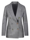 Tagliatore Double-breasted Gold-button Blazer In Gray
