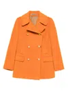 Tagliatore Double-breasted Wool-mohair Blend Coat With Flap Pockets In Orange