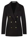 Tagliatore Double-breasted Gold-button Jacket In Brown