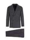 Tagliatore Double-breasted Grey Suit With Tailored Blazer In Black
