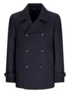 Tagliatore Double-breasted Herringbone Coat In Blue