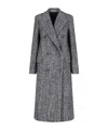 Tagliatore Black Chevron Wool Blend Amanda Coat In Gray