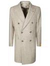 Tagliatore Double-breasted Herringbone Coat In Neutral