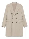 Tagliatore Double-breasted Herringbone Coat With Wide Lapels In Neutral
