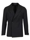 Tagliatore Double-breasted Herringbone Fabric Blazer Jackets Blue In Black