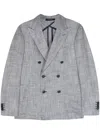 Tagliatore Double-breasted Herringbone-pattern Blazer In White
