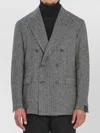 Tagliatore Double-breasted Herringbone Wool Jacket In Gray