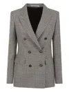 Tagliatore Double-breasted Houndstooth Blazer In Gray