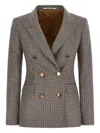 Tagliatore Double-breasted Houndstooth Blazer In Purple