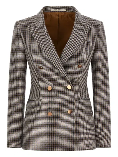 Tagliatore Double-breasted Houndstooth Blazer In Purple
