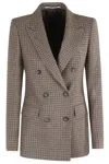 Tagliatore Double-breasted Houndstooth Blazer With Flap Pockets In Brown