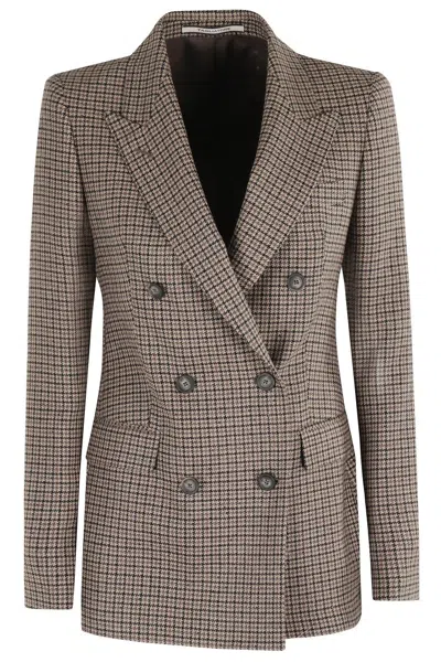 TAGLIATORE DOUBLE-BREASTED HOUNDSTOOTH BLAZER WITH FLAP POCKETS