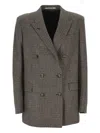 Tagliatore Double-breasted Houndstooth Blazer With Peak Lapels And Welt Pockets In Brown