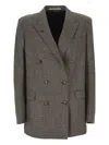 Tagliatore Double-breasted Houndstooth Blazer With Peak Lapels And Welt Pockets In Gray