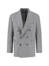 Tagliatore Double-breasted Houndstooth Blazer Button Detailing In Gray