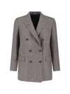 Tagliatore Double-breasted Houndstooth Jacket With Tailored Silhouette In Gray
