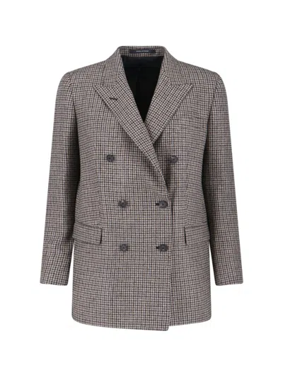 TAGLIATORE TAGLIATORE DOUBLE-BREASTED HOUNDSTOOTH JACKET WITH TAILORED SILHOUETTE