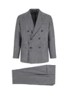 Tagliatore Double-breasted Houndstooth Suit With Signature Silver Details In Gray