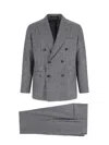 Tagliatore Double-breasted Houndstooth Suit With Signature Silver Details In Gray